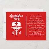Modern Red & White Caduceus Nurse Graduation Party Kaart (Voorkant)