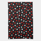 Modern Red White Canada Maple Leaf Black Pattern Theedoek (Verticaal)