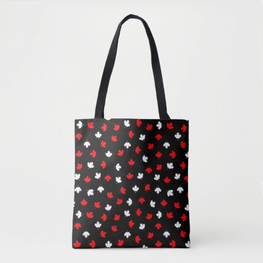 Modern Red White Canada Maple Leaf Black Pattern Tote Bag (Voorkant)