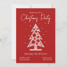 Modern Red & White Christmas Party Invitation Feestdagenkaart