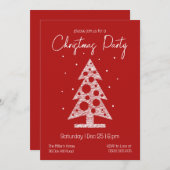 Modern Red & White Christmas Party Invitation Feestdagenkaart (Voorkant / Achterkant)