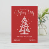Modern Red & White Christmas Party Invitation Feestdagenkaart (Staand voorkant)