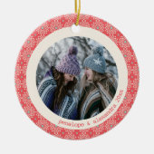 Modern Red White Circle Foto gepersonaliseerd Keramisch Ornament (Voorkant)