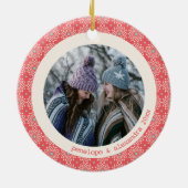 Modern Red White Circle Foto gepersonaliseerd Keramisch Ornament (Achterkant)