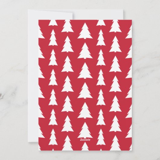 Modern Red White Cool Yule Script Geometric Trees Feestdagenkaart (Achterkant)