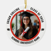 Modern Red & White Custom Photo Graduation Keramisch Ornament (Voorkant)