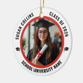 Modern Red & White Custom Photo Graduation Keramisch Ornament (Links)