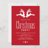 Modern Red White Deer Kerstparty Kaart (Voorkant)