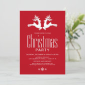 Modern Red White Deer Kerstparty Kaart (Staand voorkant)
