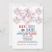 Modern Red White & Due 4th July Baby Shower Kaart (Voorkant)