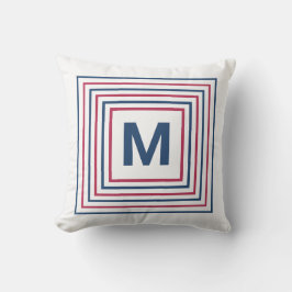 Modern Red White en Blue 4 juli Monogram Buitenkussen
