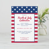 Modern Red White en Blue 4 van juli Kaart (Staand voorkant)