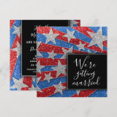Modern Red White en Blue Glitter Stars Elegant Kaart (Voorkant / Achterkant)