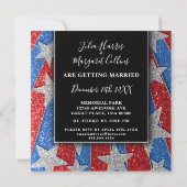 Modern Red White en Blue Glitter Stars Elegant Kaart (Achterkant)
