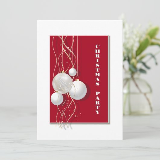 Modern Red, White en Gold Kerstparty Kaart (Staand voorkant)