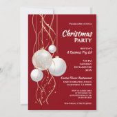 Modern Red, White en Gold Kerstparty Kaart (Achterkant)