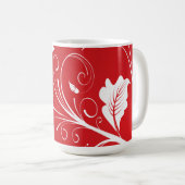 Modern Red & White Floral Koffiemok (Voorkant rechts)