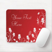 Modern Red & White Floral Muismat (Met muis)
