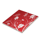 Modern Red & White Floral Tegeltje (Zijkant)