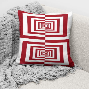 Modern Red White Geometric Kussen