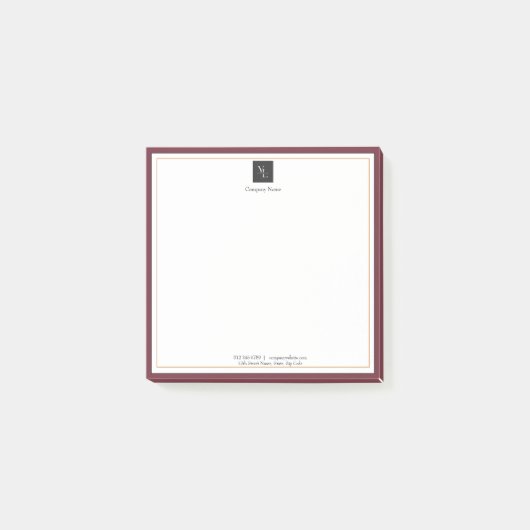 Modern Red White Gold met zakelijke Logo Post-it® Notes (Voorkant)