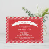 Modern Red White Graduation Party Invitation Kaart (Staand voorkant)