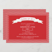 Modern Red White Graduation Party Invitation Kaart (Voorkant / Achterkant)