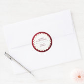 Modern Red White Green Gold kerst Ronde Sticker (Envelop)