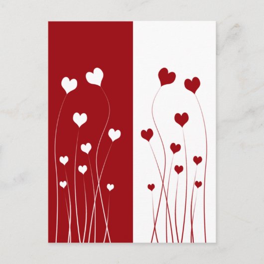 Modern Red White Hearts Briefkaart (Voorkant)