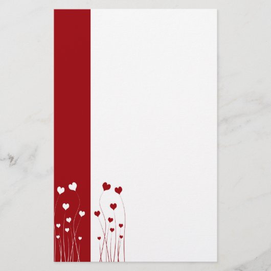 Modern Red White Hearts Briefpapier (Voorkant)