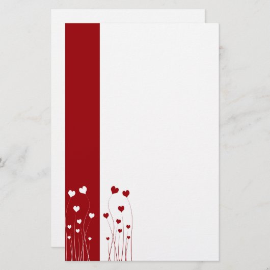 Modern Red White Hearts Briefpapier (Voorkant / Achterkant)