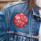 Modern Red White hoort Happy Moederdag Ronde Button 5,7 Cm