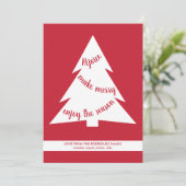 Modern Red White Kerstbomen Holiday Script Feestdagenkaart (Staand voorkant)