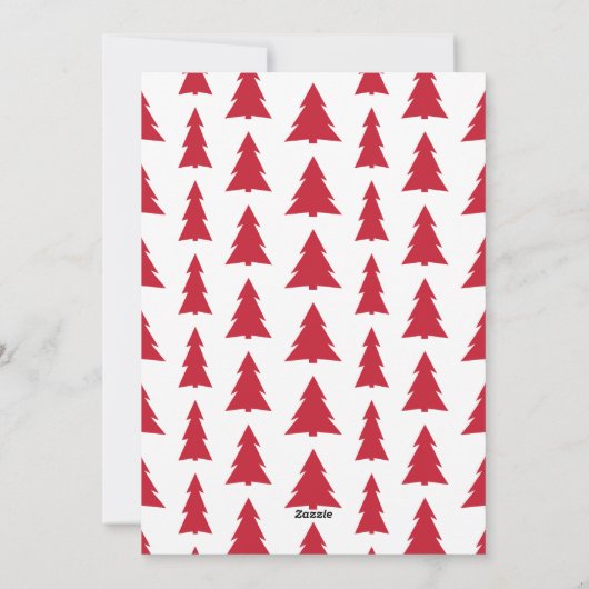 Modern Red White Kerstbomen Holiday Script Feestdagenkaart (Achterkant)