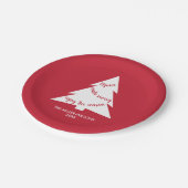 Modern Red White Kerstmis naam Holiday Party Papieren Bordje (Gekanteld)