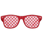 Modern Red White Kroatische chequeboksen Retro Zonnebril (Voorkant)