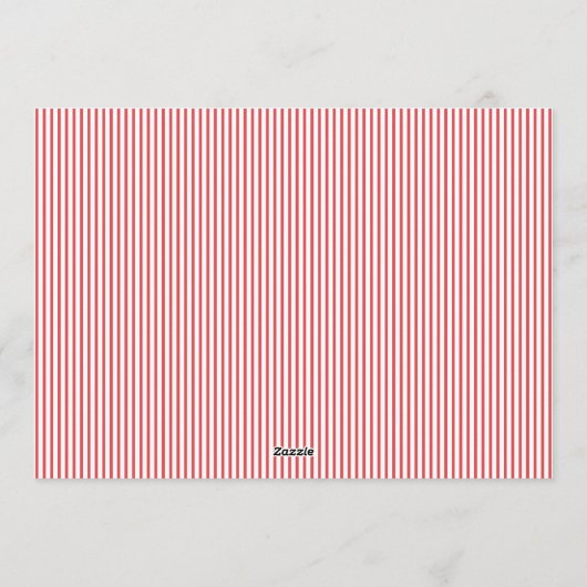 Modern Red White Lijst Stripes Foto Feestdagenkaart (Achterkant)