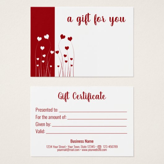 Modern Red White Love Hearts Romantic Gift Kaart (Voorkant /achterkant)