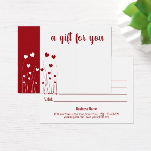 Modern Red White Love Hearts Romantic Gift Kaart (Bureau)