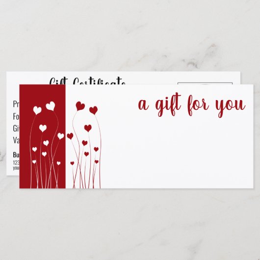 Modern Red White Love Romantic Hearts Gift Kaart (Voorkant / Achterkant)