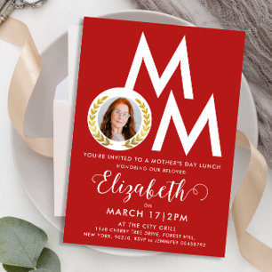 Modern Red White Mother Day Award Lunch Bold Typo Kaart