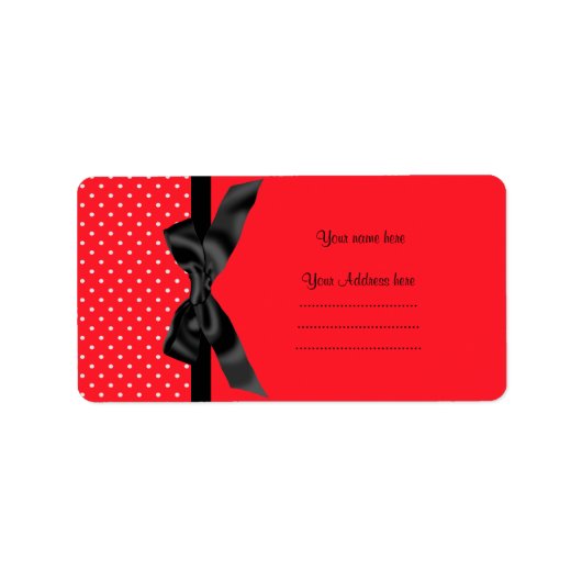 MODERN RED WHITE POLKA DOT ADRES ETIKET (Voorkant)