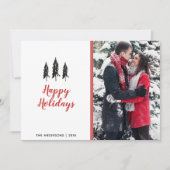 Modern Red & White Polka Dot Evergreen Kerstmis Feestdagenkaart (Voorkant)