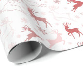 Modern Red White Roze kerstrendiertje Cadeaupapier (Rol Hoek)