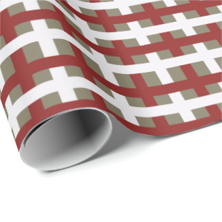 Modern Red White Sage Christmas Plaid Cadeaupapier
