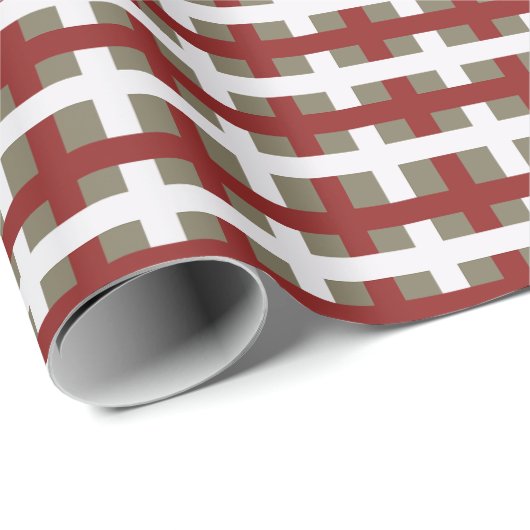 Modern Red White Sage Christmas Plaid Cadeaupapier (Rol Hoek)