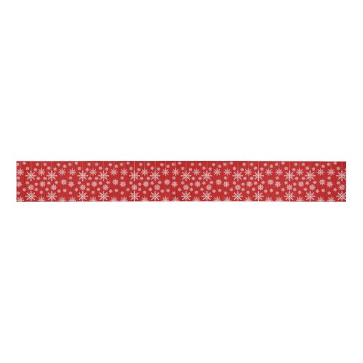 Modern Red & White Snowflake Christmas Holiday  Grosgrain Lint (Voorkant)