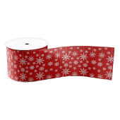 Modern Red & White Snowflake Christmas Holiday  Grosgrain Lint (Spoel)