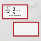 Modern Red White Social Media Visitekaartje (Voorkant / Achterkant)