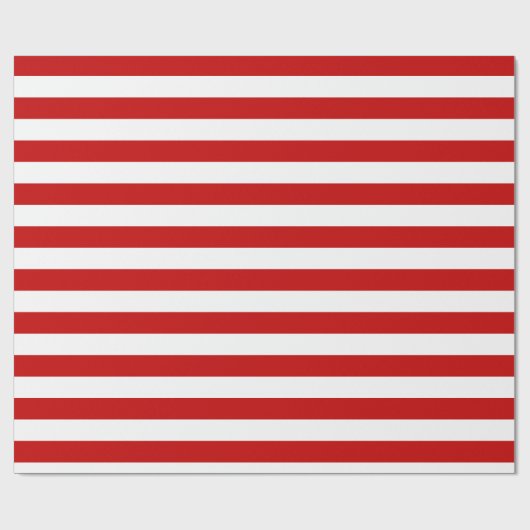 Modern Red White Stripes kerst Cadeaupapier (Vlak)